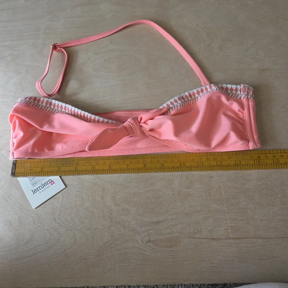 Lemlem Lena Bandeau Bikini Top Coral Size L NWT - Picture 4 of 6